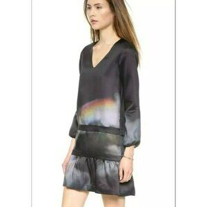 237. Cynthia Rowley Moonbow Flounce Dress Black US 4
